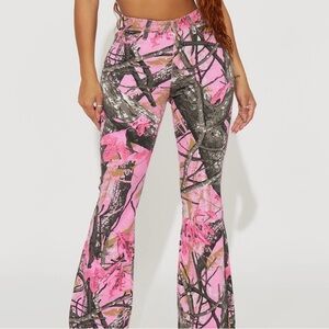 Pink and Black Camouflage Women's Pants